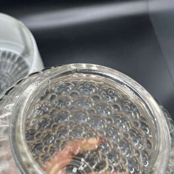 VTG Art Deco Glass Ceiling Light Shades White Flush Mount & Clear Hobnail Dome - Picture 7 of 13